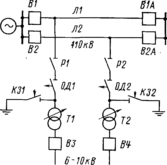 Схема блок линия трансформатор с разъединителем