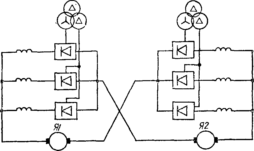 Схема последовательного соединения вентильных преобразователей