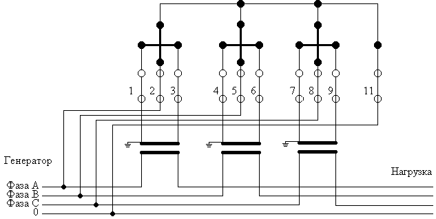 Схема включения четырехпроводного счетчика