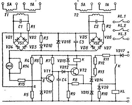 Схема устройства контроля исправности токовых цепей