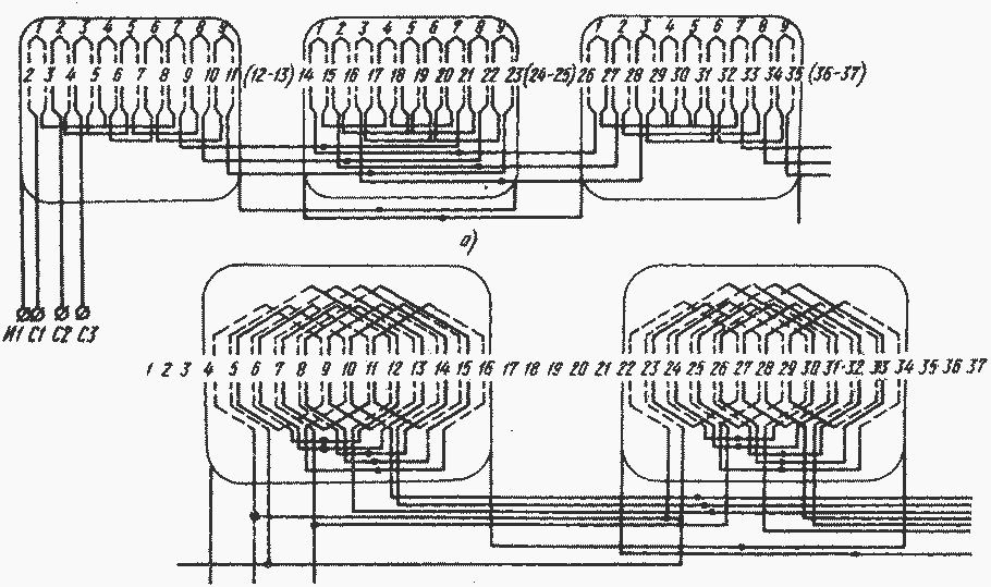 Схема обмоток трехфазного генератора